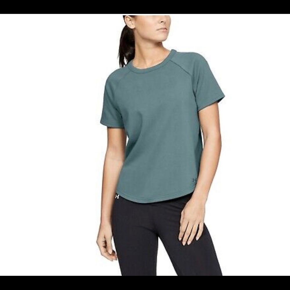 Under Armour French Terry Cutout Women’s Green Top Size Large NWT